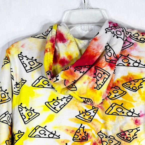 On Fire Large Hoodie Pizza Pizzazz Tie Dye All Over‎ Print Yellow Red 1015 - Picture 8 of 12